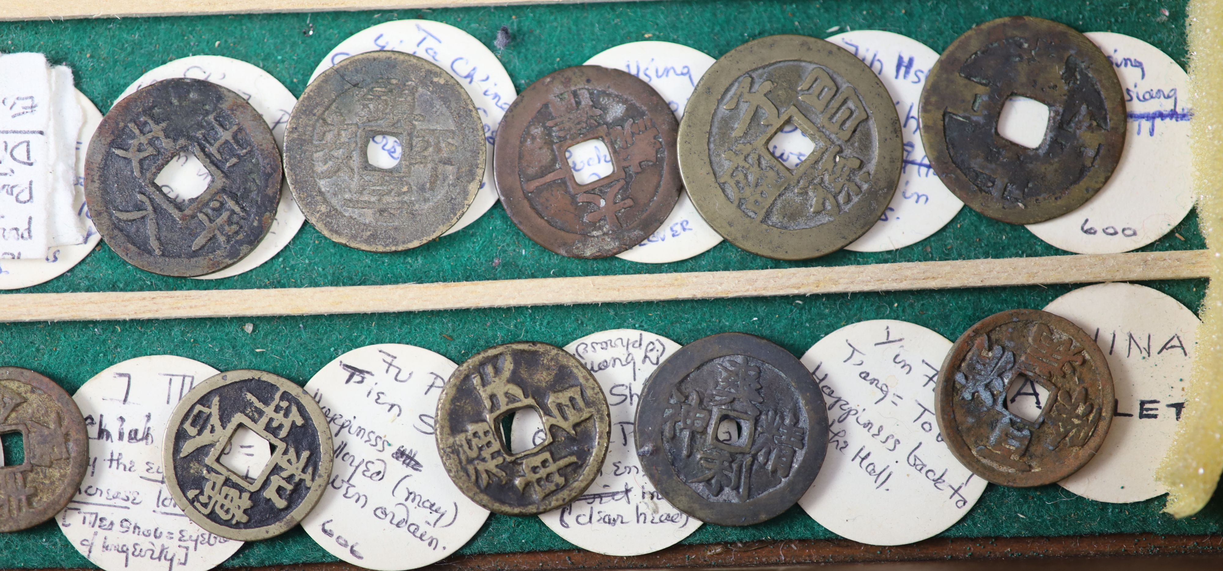 China, 19 small bronze charms or amulets, Qing dynasty,